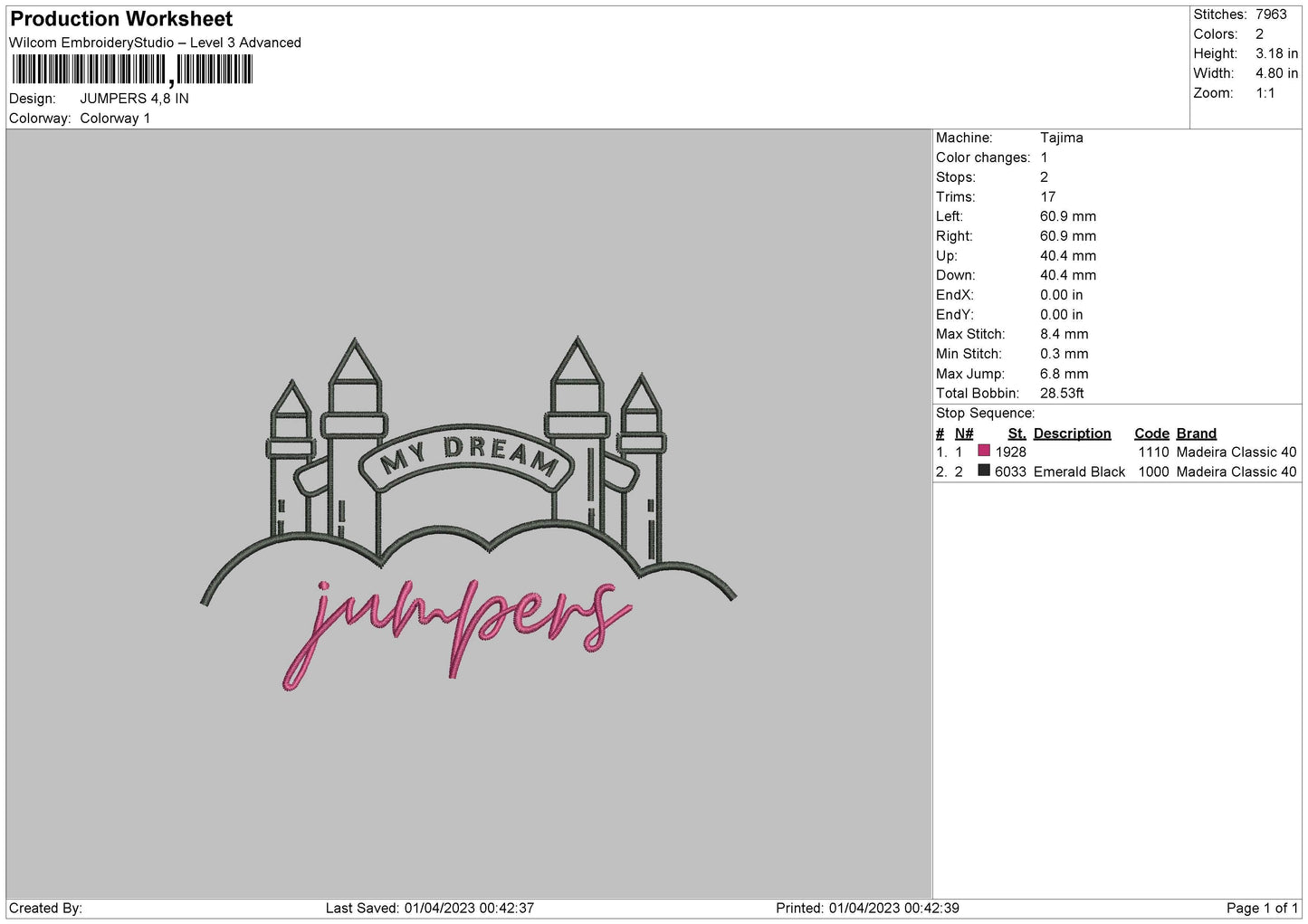 Jumpers Embroidery File 6 sizes