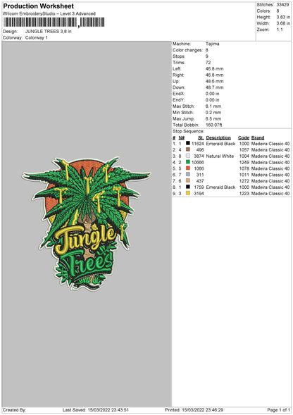 Jungle Trees Embroidery File 4 size