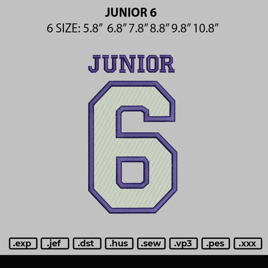 Junior 6 Embroidery File 6 sizes