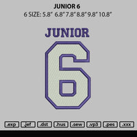 Junior 6 Embroidery File 6 sizes