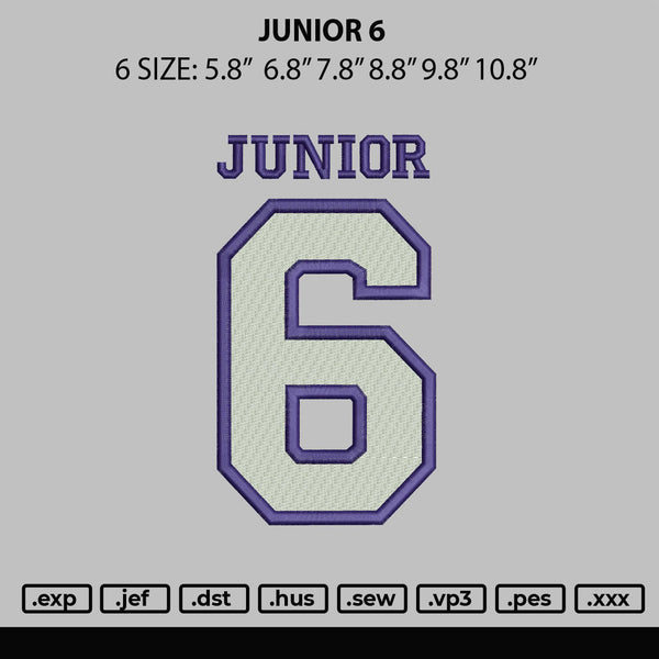 Junior 6 Embroidery File 6 sizes