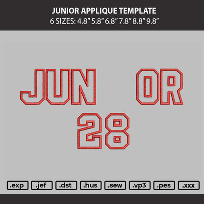 Junior Applique Template Embroidery Machine Design File 6 sizes