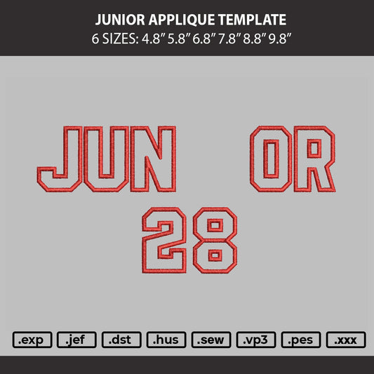 Junior Applique Template Embroidery Machine Design File 6 sizes