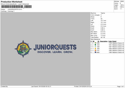 Junior Text 0310 Embroidery Machine Design File 6 sizes