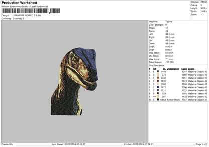 Dino 01 Embroidery File 6 sizes
