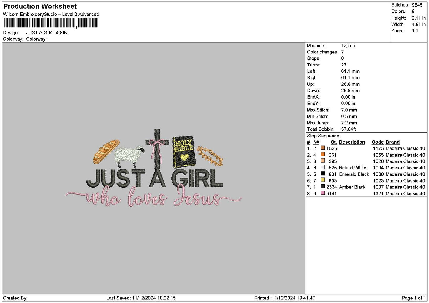Gilrtext 1124 Embroidery File 6 sizes