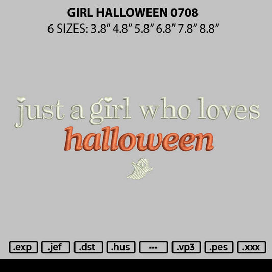 Gilr Halloween 0708 Embroidery File 6 sizes