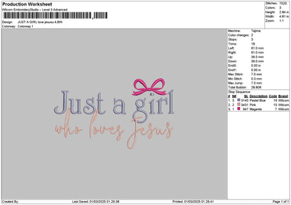 Girltext0103 Embroidery File 6 sizes
