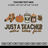 Teacher Text 0809 Embroidery File 6 sizes