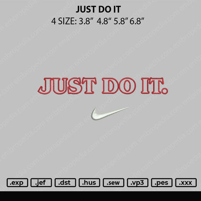 Just Do It Swoosh Embroidery File 4 sizes