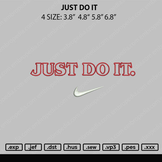 Just Do It Swoosh Embroidery File 4 sizes