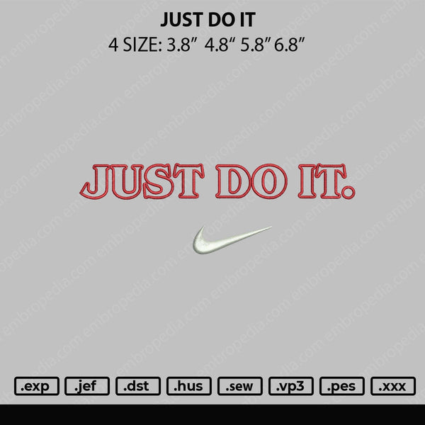Just Do It Swoosh Embroidery File 4 sizes