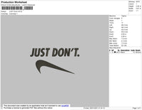 Just Dont Embroidery File 4 size