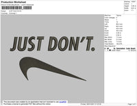 Just Dont Embroidery File 4 size