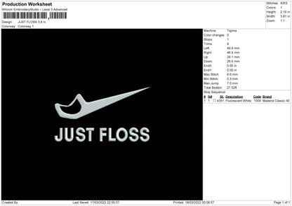 Just Floss Embroidery File 4 size