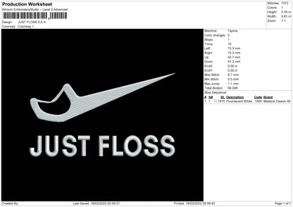 Just Floss Embroidery File 4 size