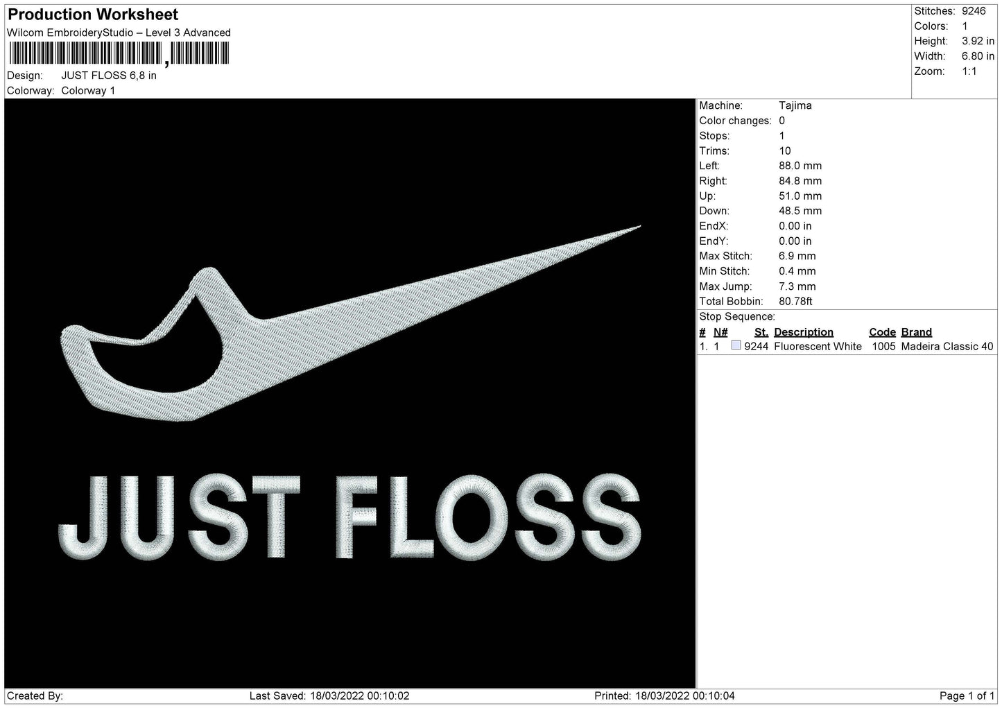 Just Floss Embroidery File 4 size