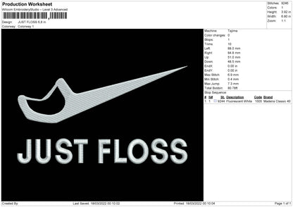 Just Floss Embroidery File 4 size