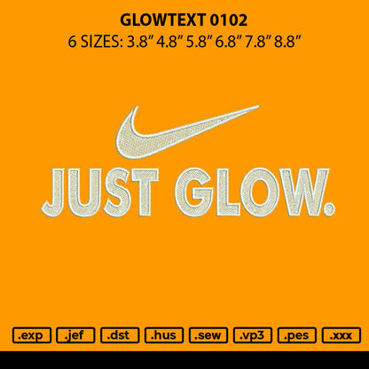Glowtext 0102 Embroidery File 6 sizes