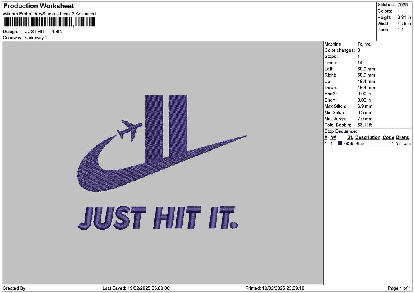 Hit It Text Embroidery File 6 sizes