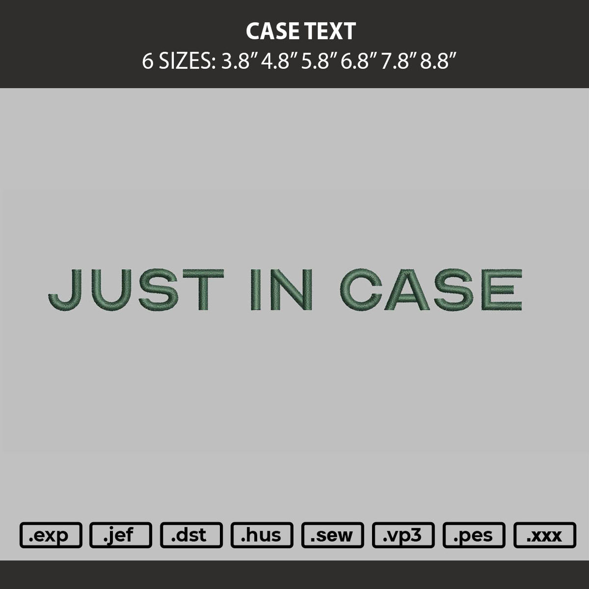 Case Text Embroidery Machine Design File 6 sizes
