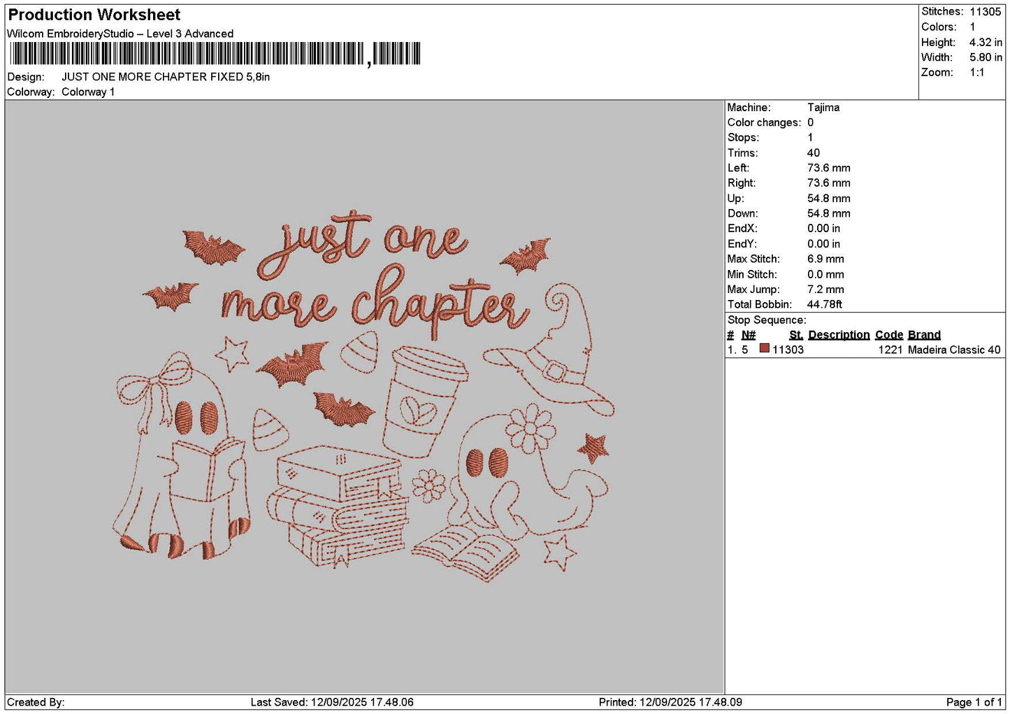 Outline Ghost Embroidery File 6 sizes