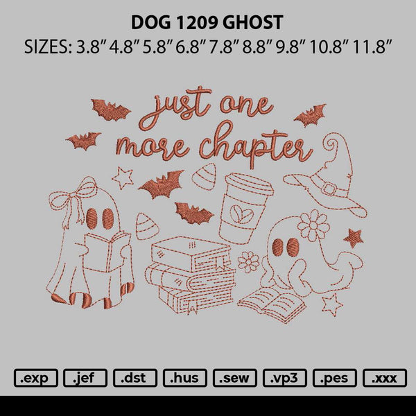 Outline Ghost Embroidery File 6 sizes