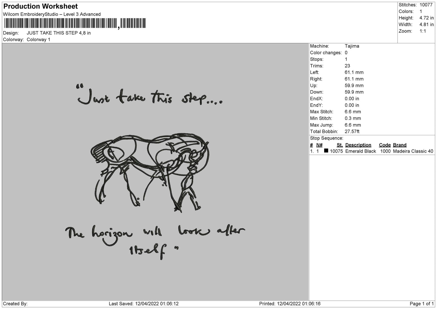 Just Take This Step Embroidery File 4 size