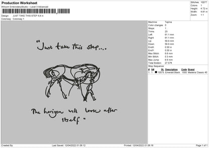 Just Take This Step Embroidery File 4 size