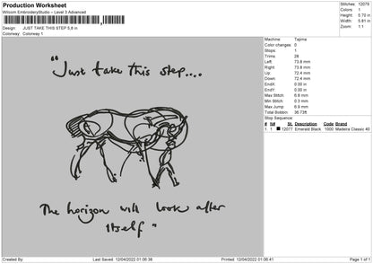 Just Take This Step Embroidery File 4 size