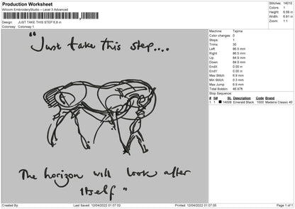 Just Take This Step Embroidery File 4 size