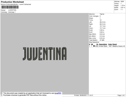 Juventina Embroidery File 4 size