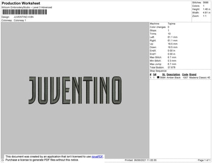 Juventino Embroidery File 4 size
