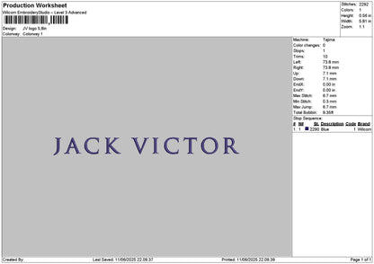 Jacktext 01 Embroidery File 6 sizes