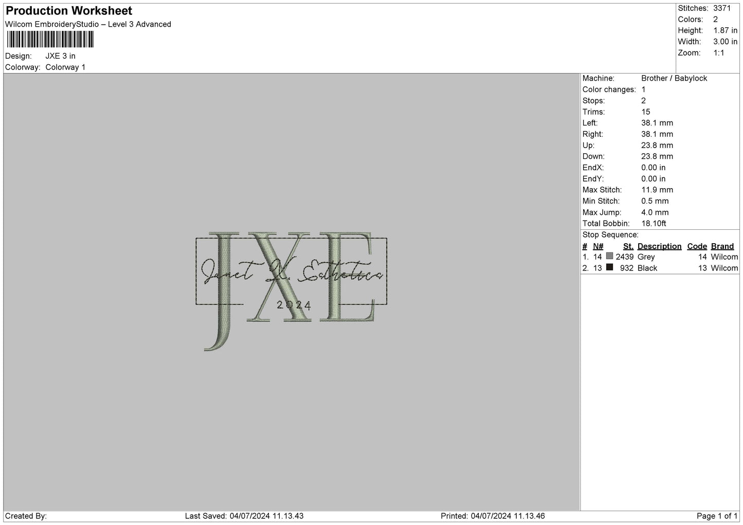 Jxetext Embroidery File 6 sizes