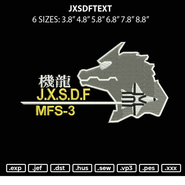 Jxsdftext Embroidery File 6 sizes