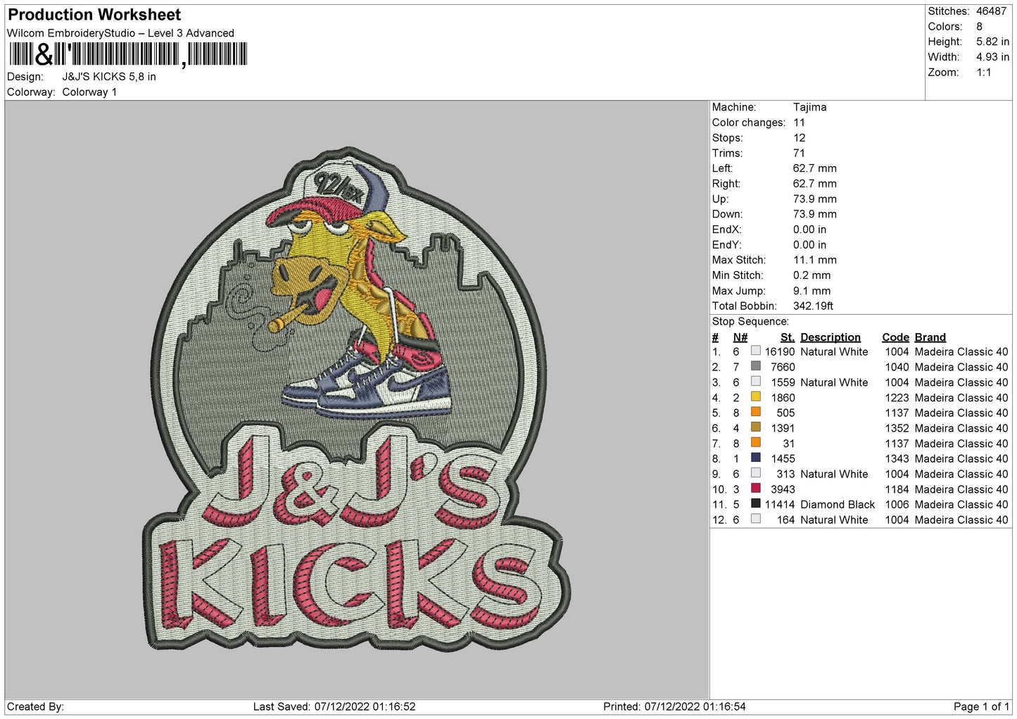 Jnj Kicks Embroidery File 6 sizes