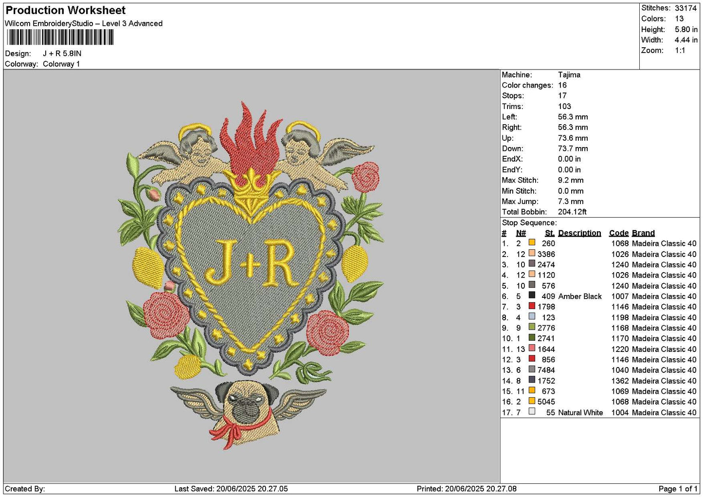 Jr Heart Text Embroidery File 6 sizes