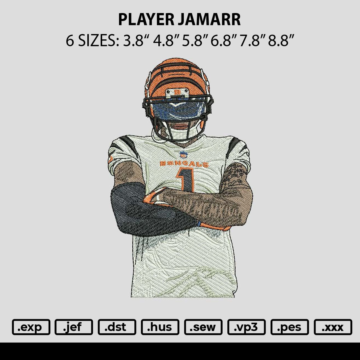 Player Jamarr Embroidery File 6 sizes