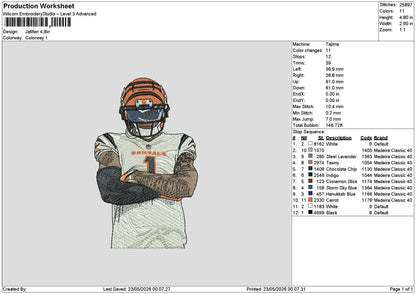 Player Jamarr Embroidery File 6 sizes