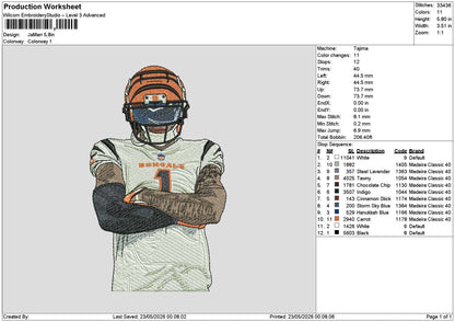 Player Jamarr Embroidery File 6 sizes