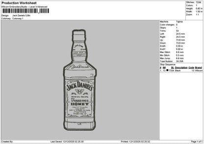 Jackbottle 001 Embroidery File 6 sizes