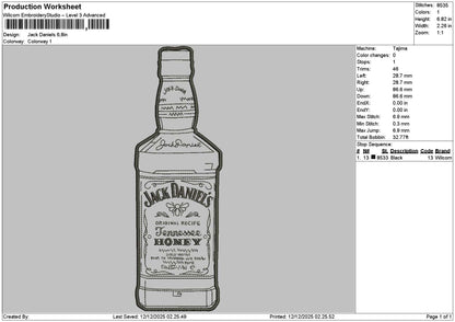 Jackbottle 001 Embroidery File 6 sizes