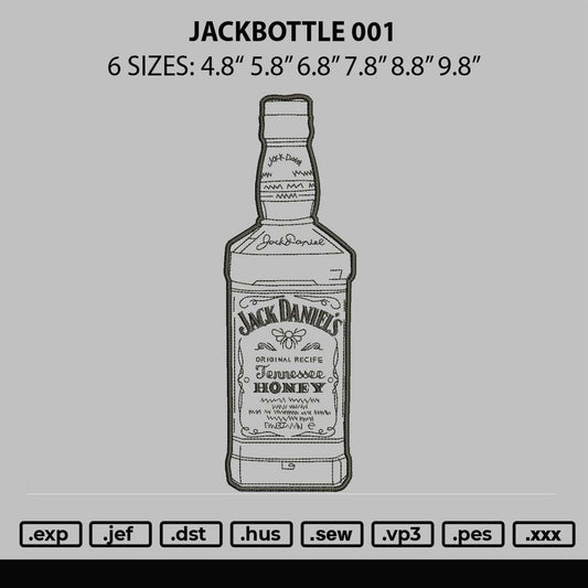 Jackbottle 001 Embroidery File 6 sizes