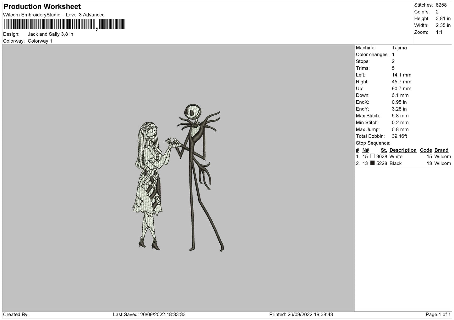 Jack N Sally Embroider File 6 sizes