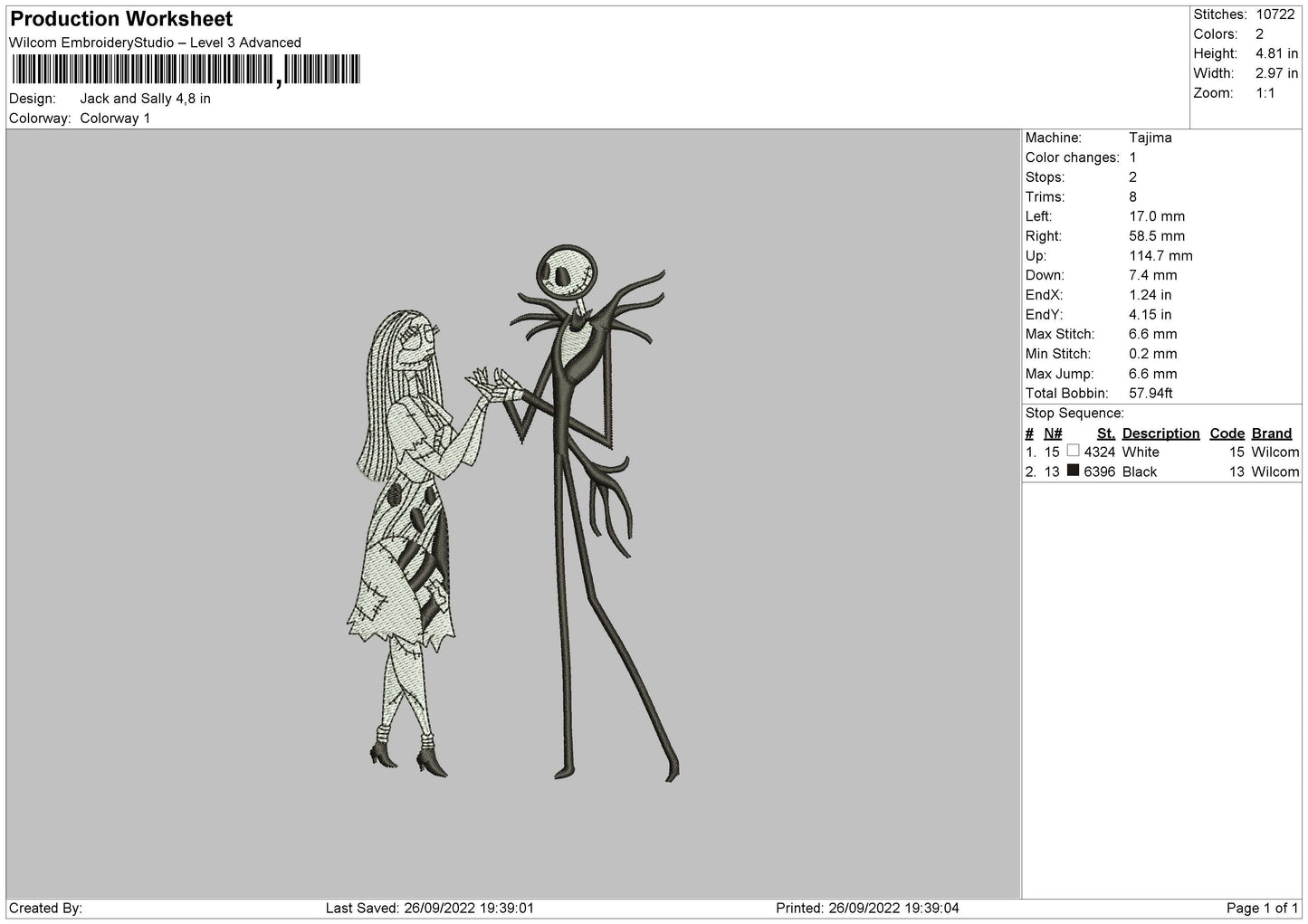 Jack N Sally Embroider File 6 sizes