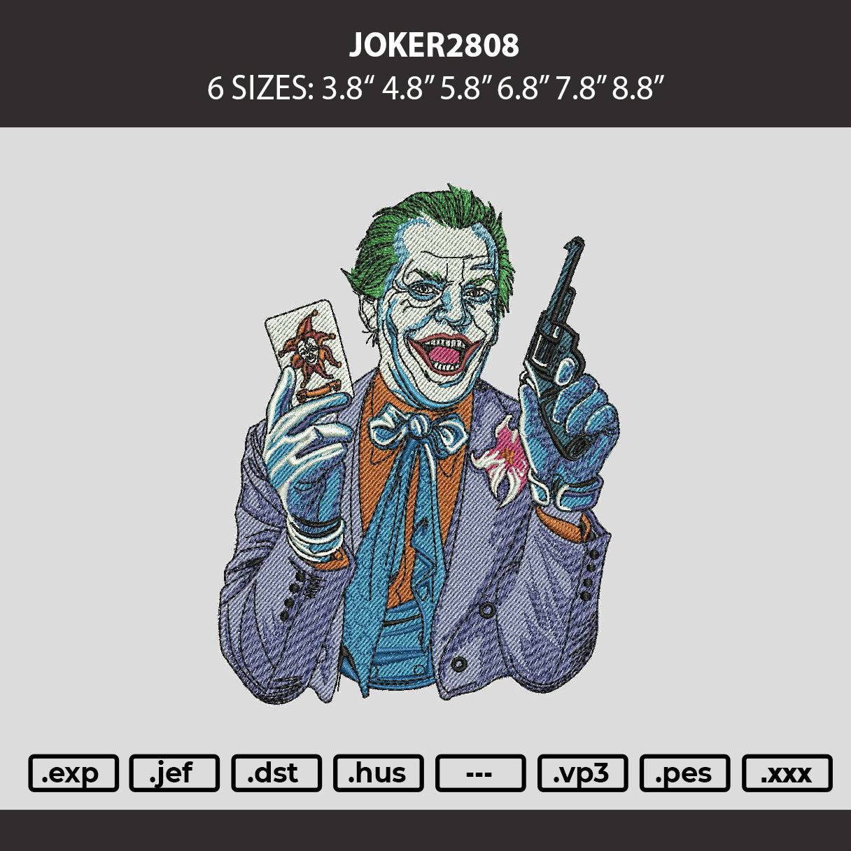 Joker 2808 Embroidery Machine Design File 6 sizes