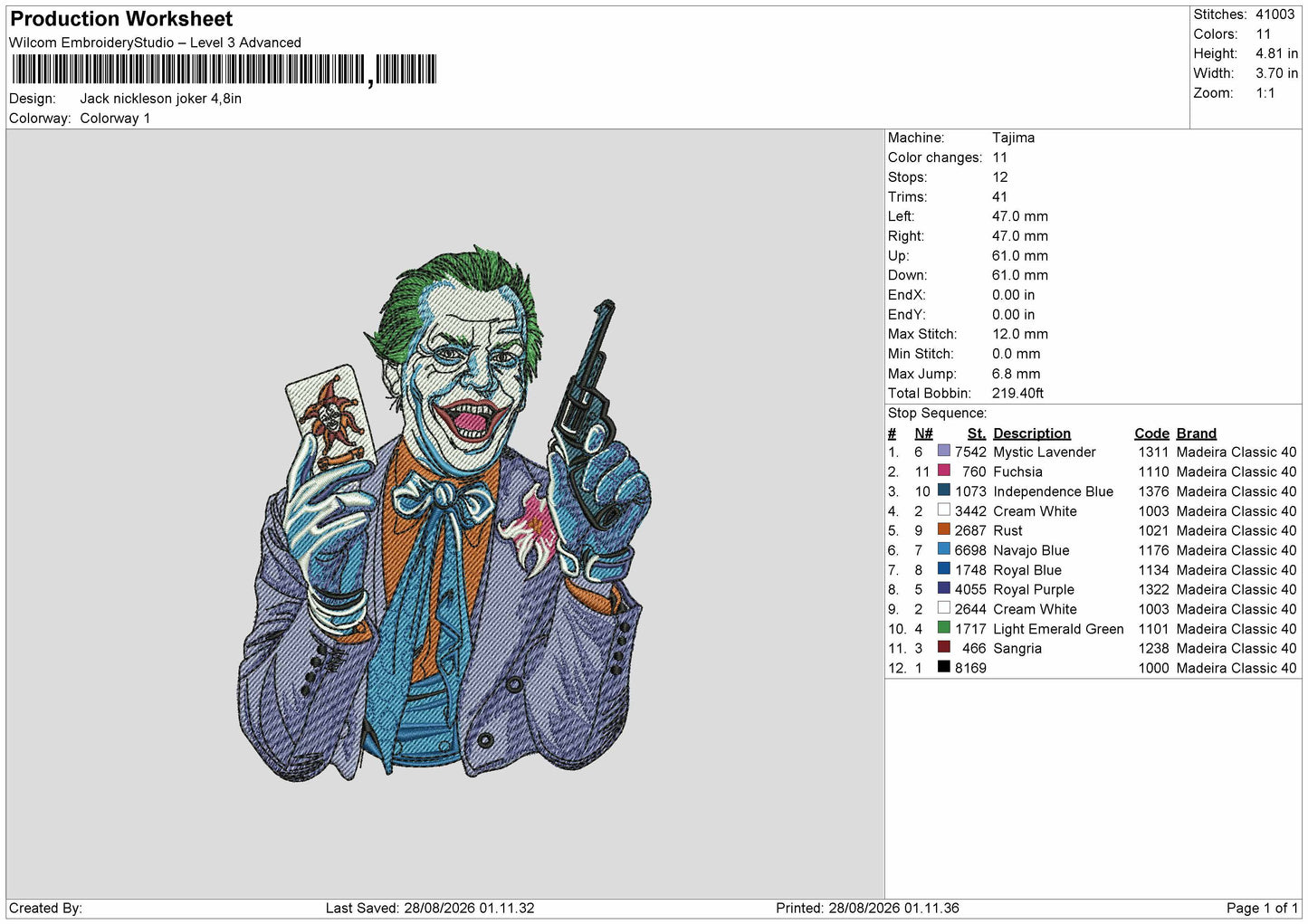 Joker 2808 Embroidery Machine Design File 6 sizes