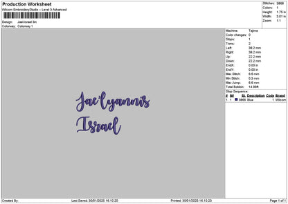 Jaeltext Embroidery File 6 sizes