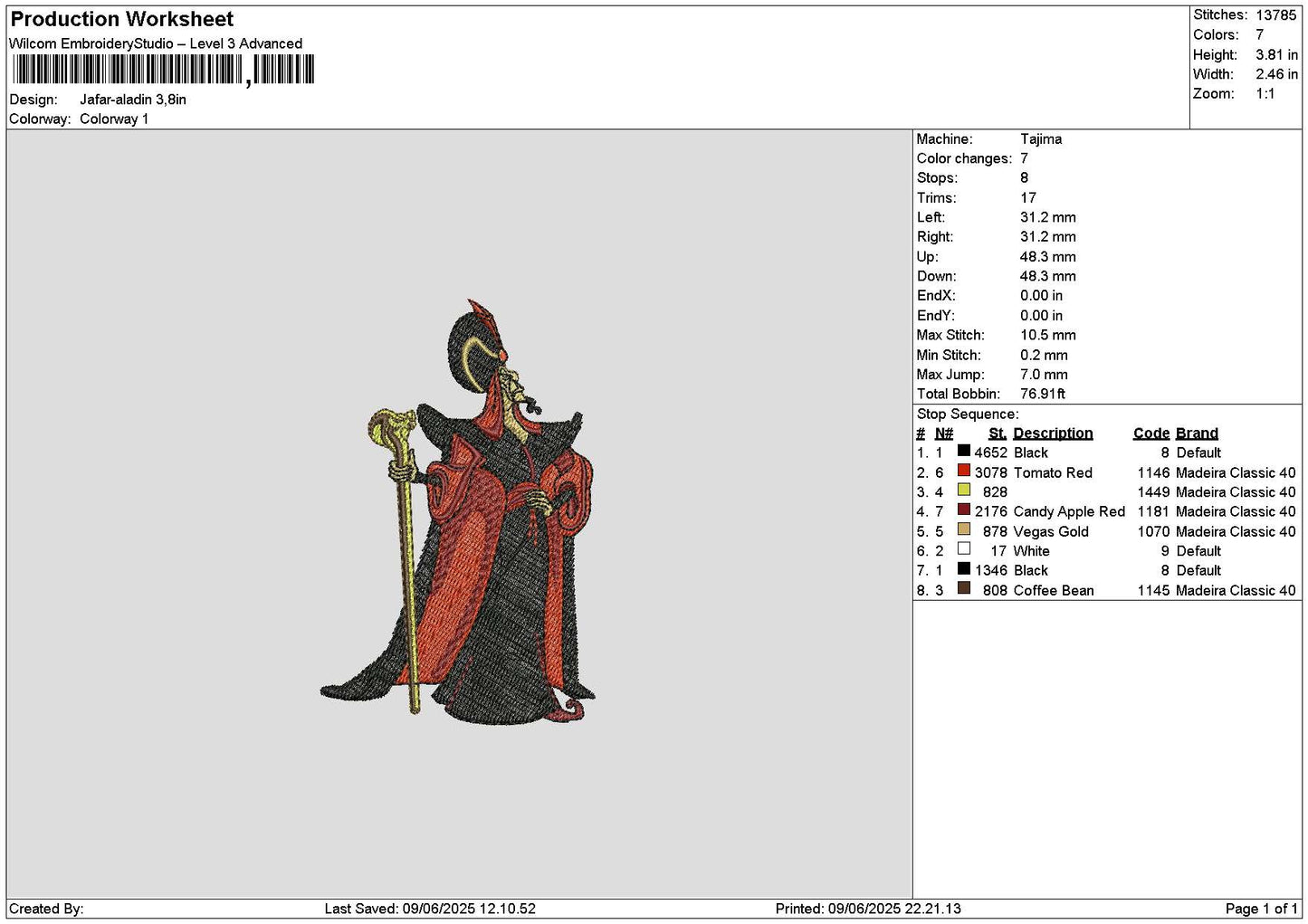 Jafar 01 Embroidery File 6 sizes